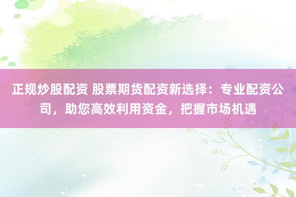 正规炒股配资 股票期货配资新选择：专业配资公司，助您高效利用资金，把握市场机遇