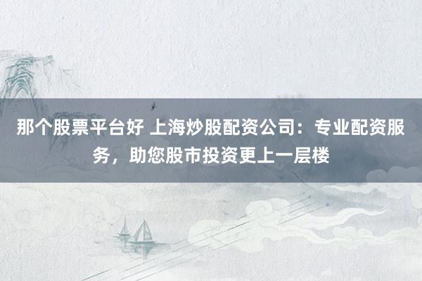 那个股票平台好 上海炒股配资公司：专业配资服务，助您股市投资更上一层楼