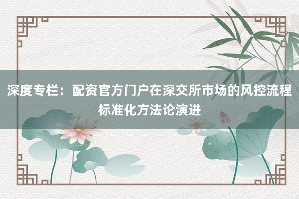 深度专栏：配资官方门户在深交所市场的风控流程标准化方法论演进