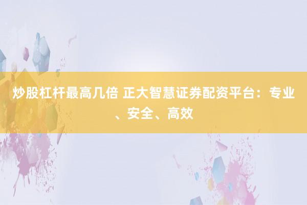 炒股杠杆最高几倍 正大智慧证券配资平台：专业、安全、高效