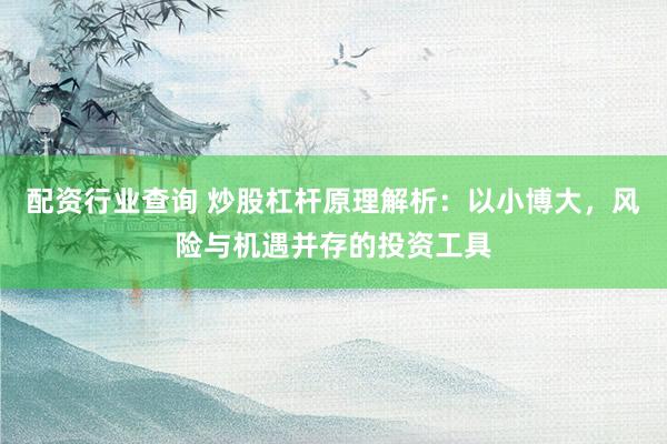 配资行业查询 炒股杠杆原理解析：以小博大，风险与机遇并存的投资工具