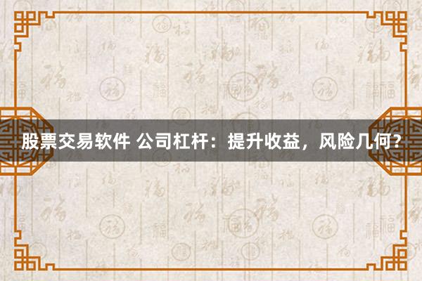 股票交易软件 公司杠杆：提升收益，风险几何？