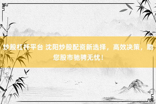 炒股杠杆平台 沈阳炒股配资新选择，高效决策，助您股市驰骋无忧！
