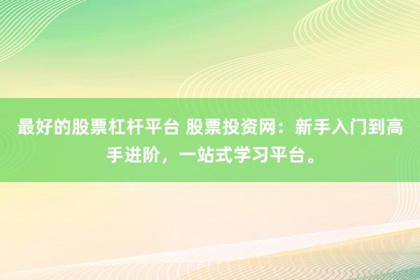 最好的股票杠杆平台 股票投资网：新手入门到高手进阶，一站式学习平台。