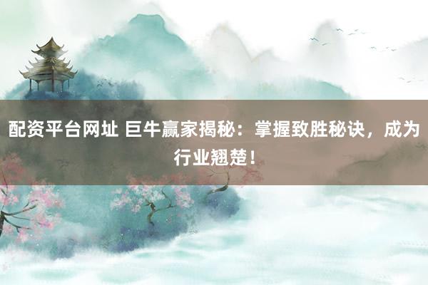 配资平台网址 巨牛赢家揭秘：掌握致胜秘诀，成为行业翘楚！