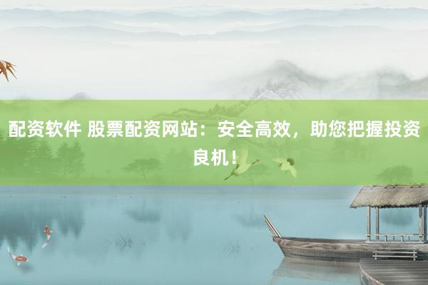 配资软件 股票配资网站：安全高效，助您把握投资良机！